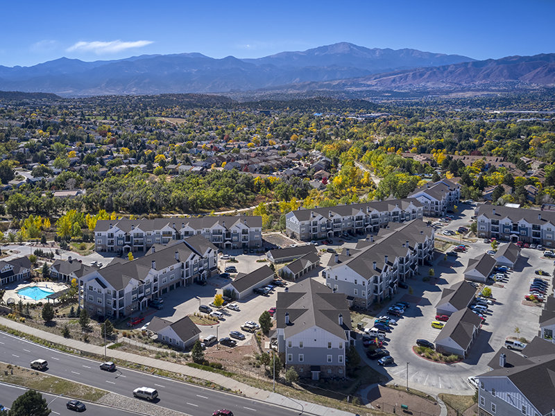 Apartment Aerial View | Peaks at Woodmen Apartments in Colorado Springs, CO