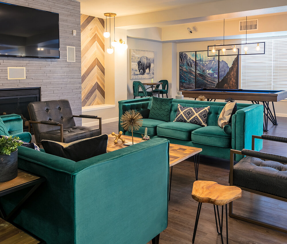 Resident Lounge with Fire Place | Lincoln Place