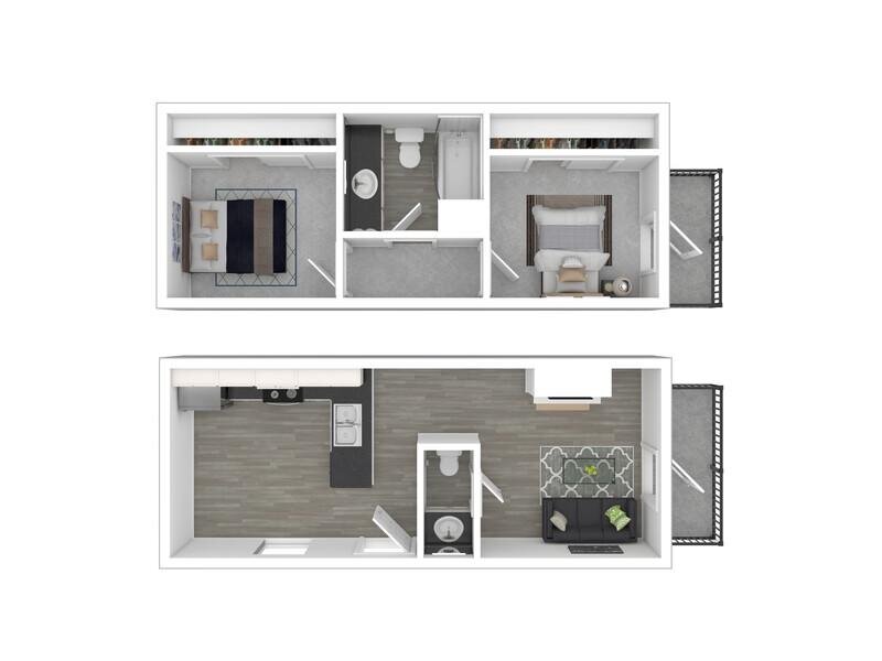 The 500 Apartments Floor Plan 2 Bedroom Townhome