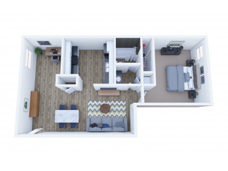 Lakeview Heights Apartments Floor Plan 1 Bedroom 1 Bathroom AR