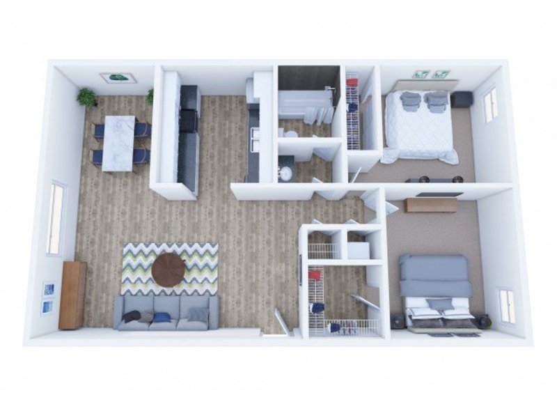 Lakeview Heights Apartments Floor Plan 2 Bedroom 1 Bathroom A