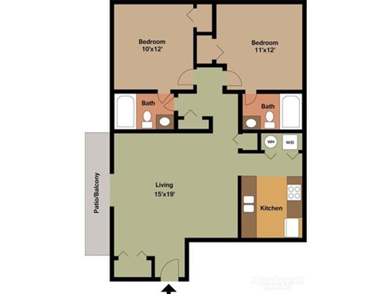 View floor plan image of 2x2 apartment available now