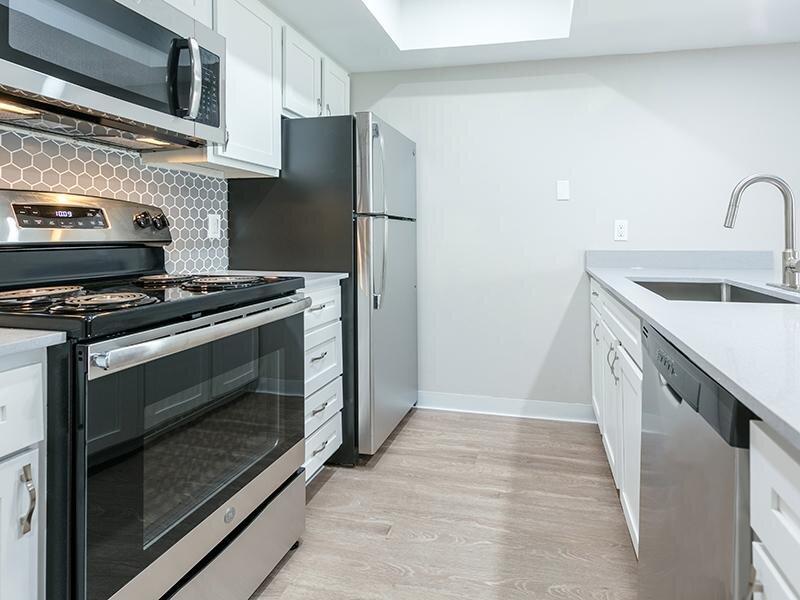 Kitchen with Stainless Steel Appliances | The Station Apartments