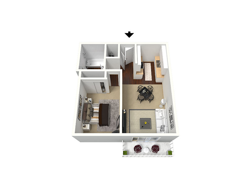 1 Bedroom 1 Bath Floorplan at Odyssey