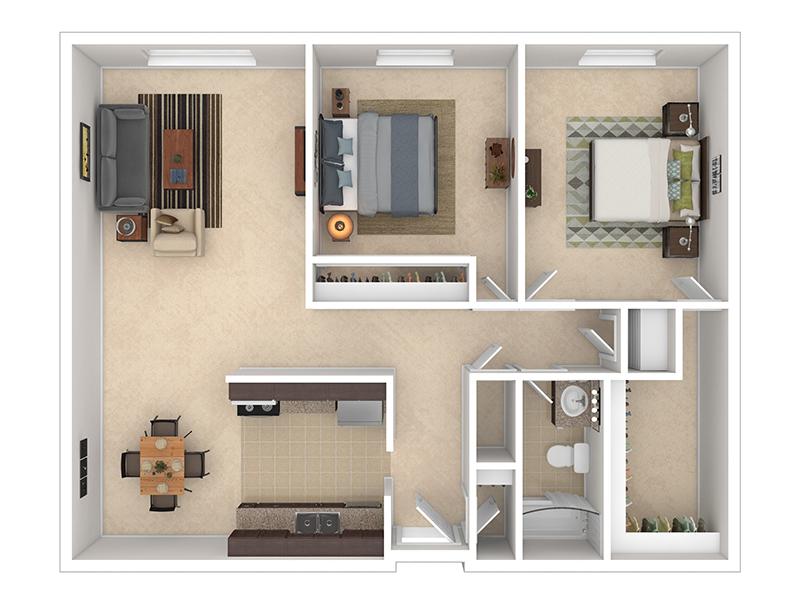 Sunridge Apartments Floor Plan 2 Bedroom 1 Bath