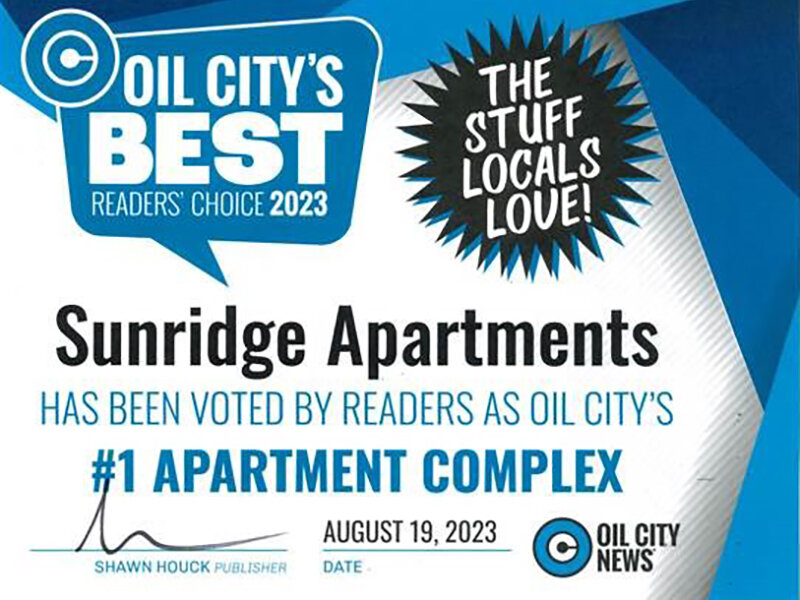 #1 Apartment Complex Certificate | Sunridge Apartments
