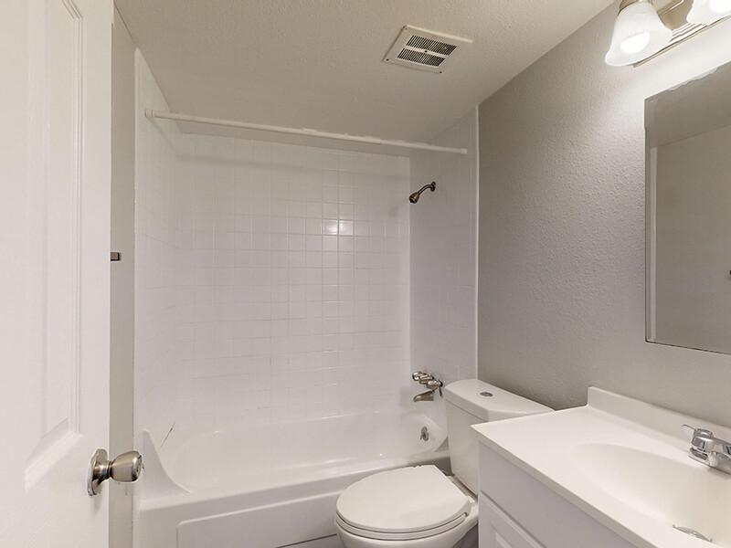 Bathroom | Montego Flats Apartments in Aurora, CO