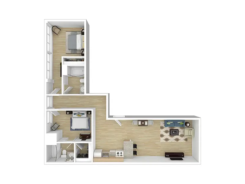 2 Bedroom B floor plan at Tabor Lake