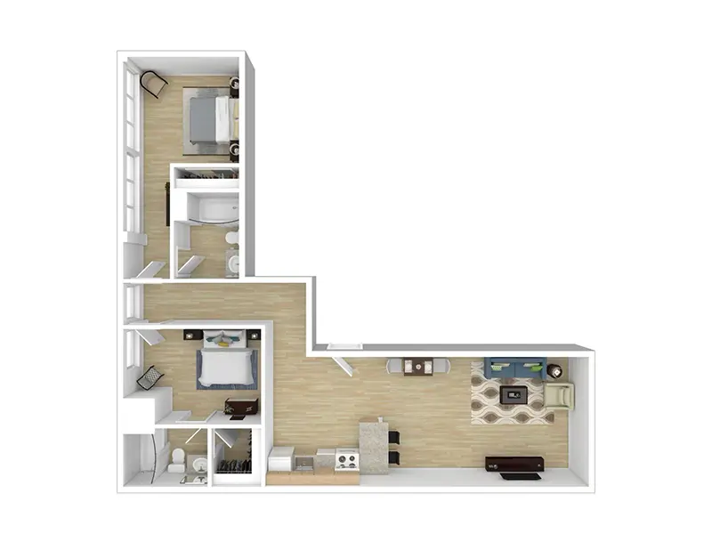 2 Bedroom D floor plan at Tabor Lake