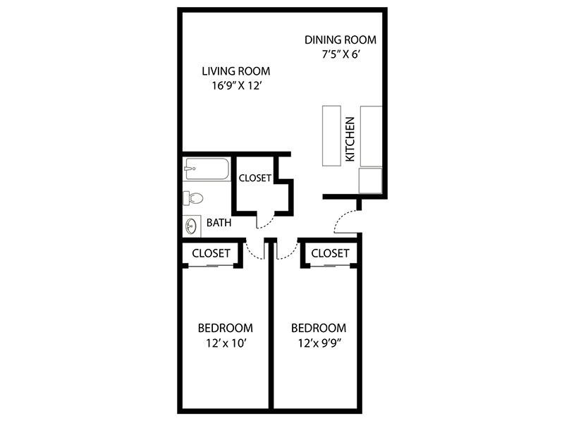 2 Bedroom Floorplan at Riviera