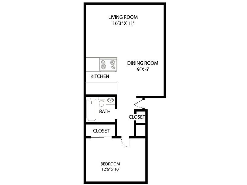 1 Bedroom Floorplan at Riviera