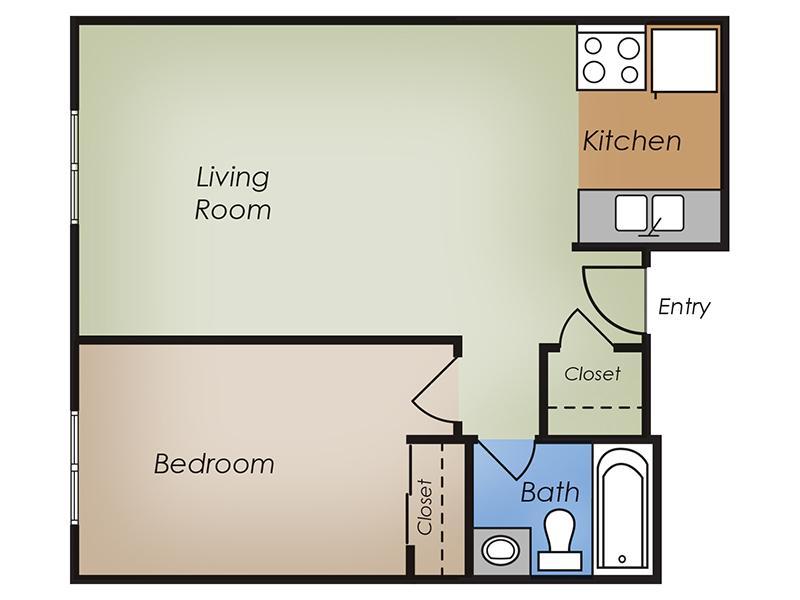 1 Bedroom 1 Bathroom Floorplan