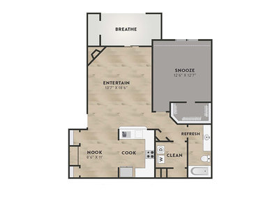 1x1 B floor plan at Allure in Denver, CO