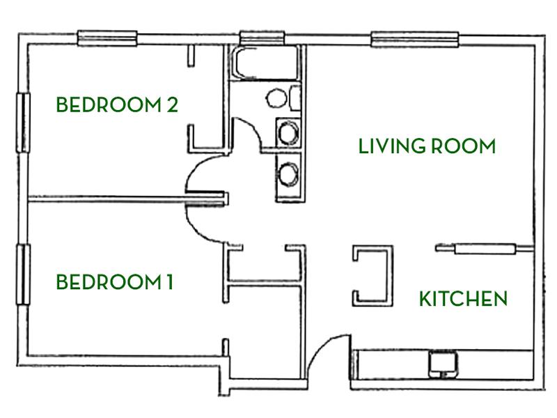 2x1 Floorplan at Avon North Apartments