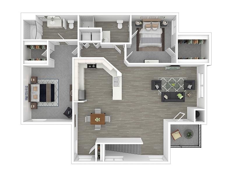 2x2up Floor Plan at St. Clair Apartments