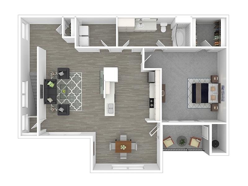 1x1up floor plan