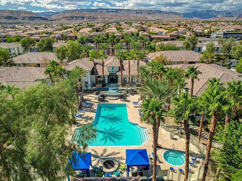 Aerial View of Pool | St. Clair Apartments in Las Vegas