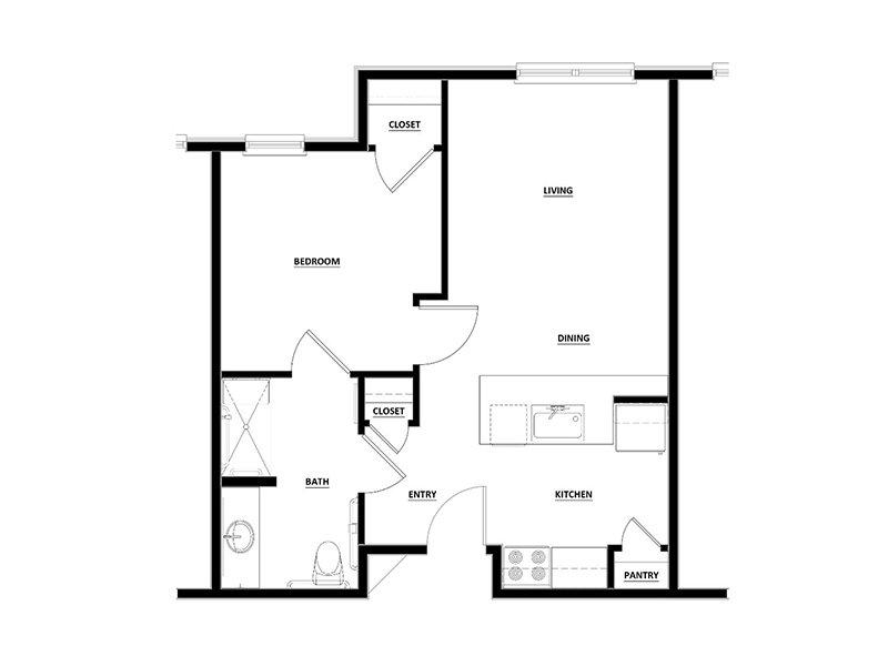 Verdugo Mesa Apartments Floor Plan 1 Bedroom 1Bath
