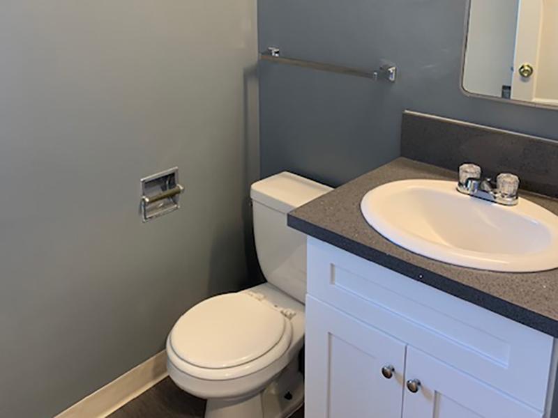 Apartments for Rent in Los Angeles - Verdugo Mesa Apartments Bathroom with Single Sink Vanity and Storage