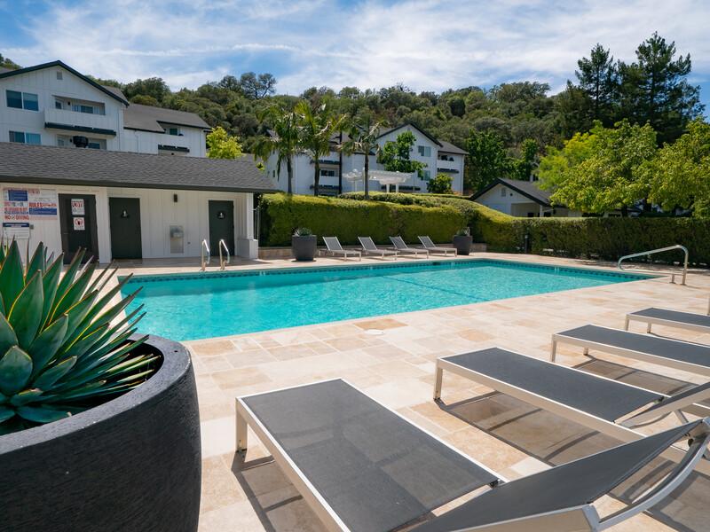 Poolside Seating | McInnis Park Apartments in San Rafael, CA