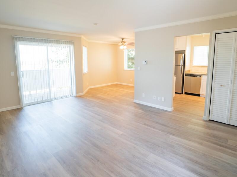 2 BR Apartments in San Rafael CA - McInnis Park - Living Room with Wood-Style Flooring
