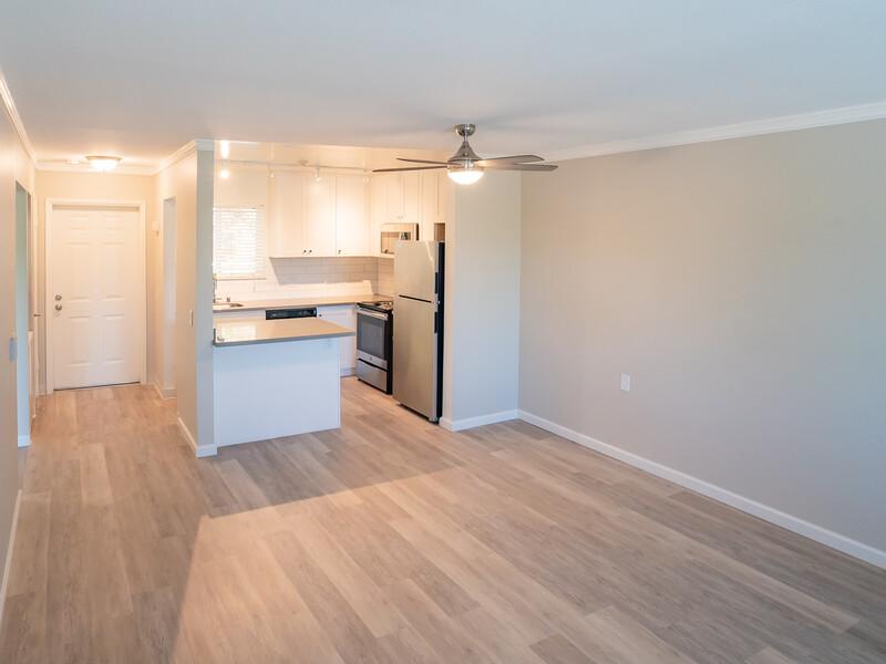 Front Room and Kitchen | McInnis Park Apartments in San Rafael, CA