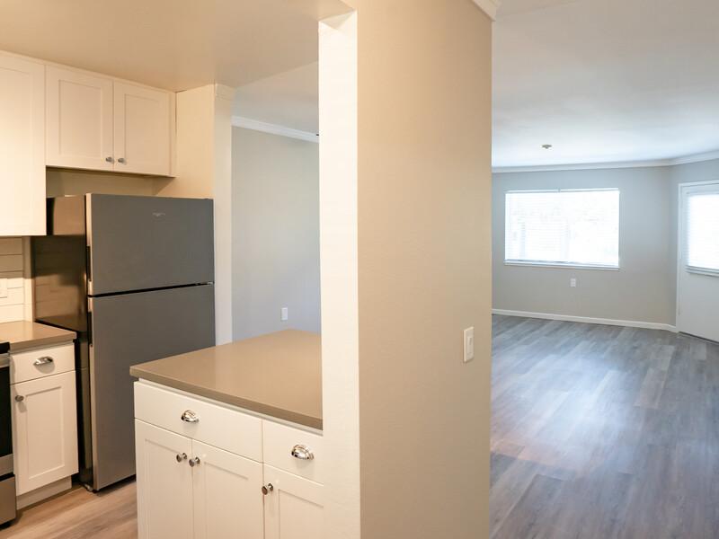 Kitchen and Living Room | McInnis Park Apartments in San Rafael, CA