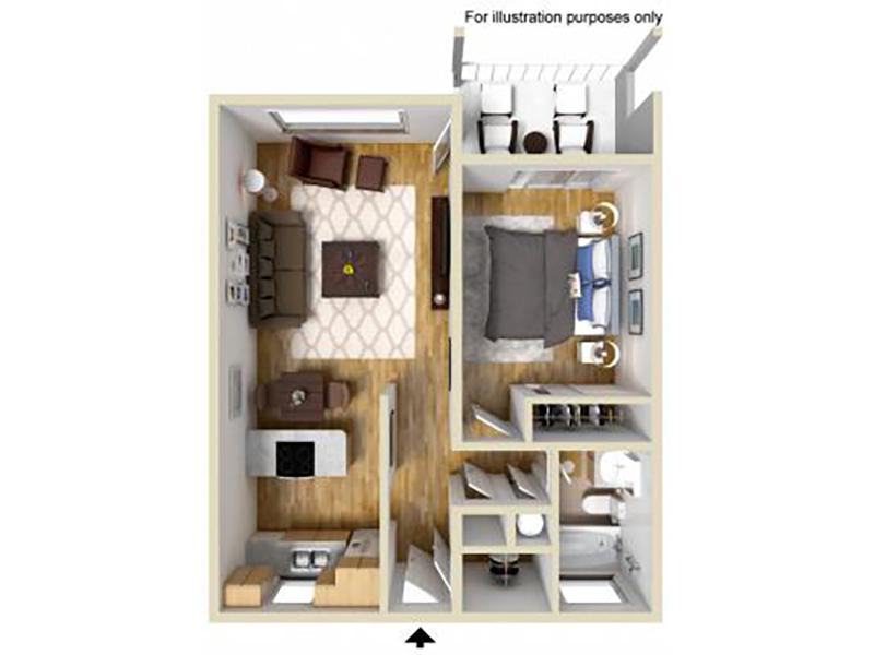 1 Bedroom 1 Bathroom W Floorplan at Casa Arroyo