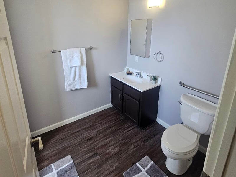 Bathroom with Bathroom Sink and Wood Style Flooring | The Grand at 5746
