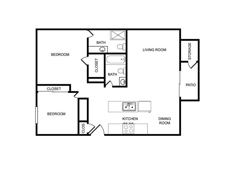 View floor plan image of 2 Bedroom 2 Bathroom apartment available now