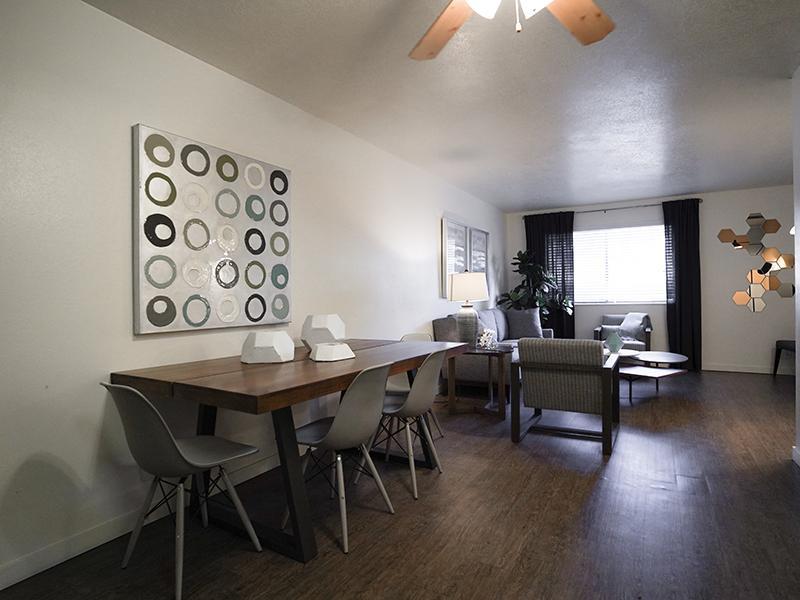 Living Room and Dining Area | Goldstone Place Apts