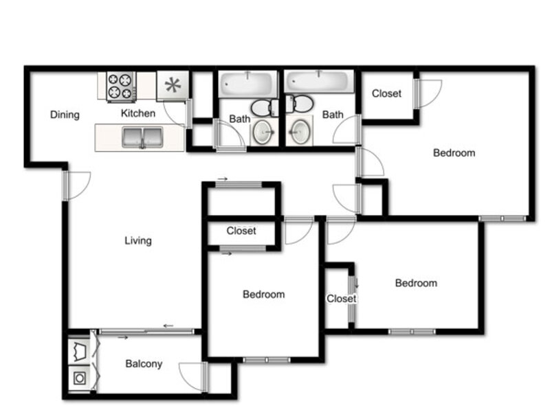 3 Bedroom, 2 Bathroom