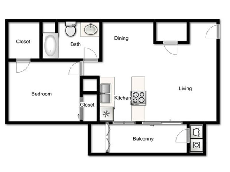 1 Bedroom, 1 Bathroom