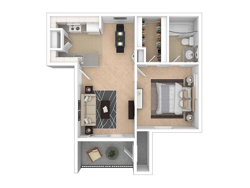 1 Bedroom B floor plan at Willowridge