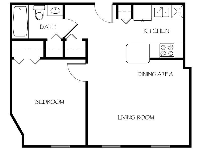 Beverly Park Senior Apartments Floor Plan 1 Bedroom 1 Bath