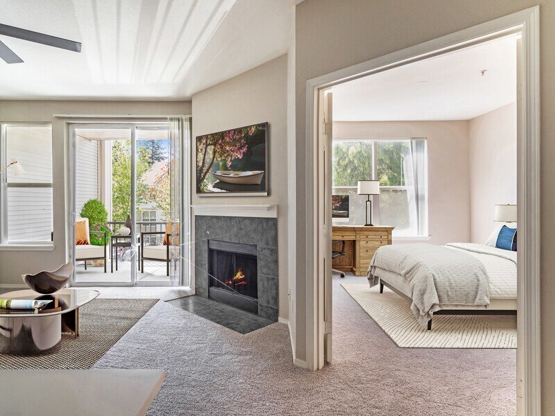 Living Room and Bedroom | HighGrove Apartments