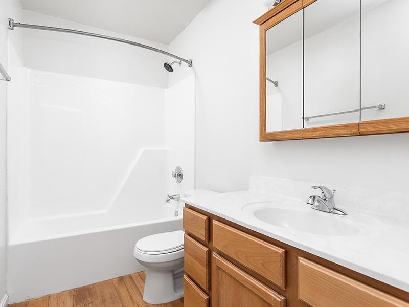 Bathroom with Tub | Kimber Green Apartments in Evansville, IN