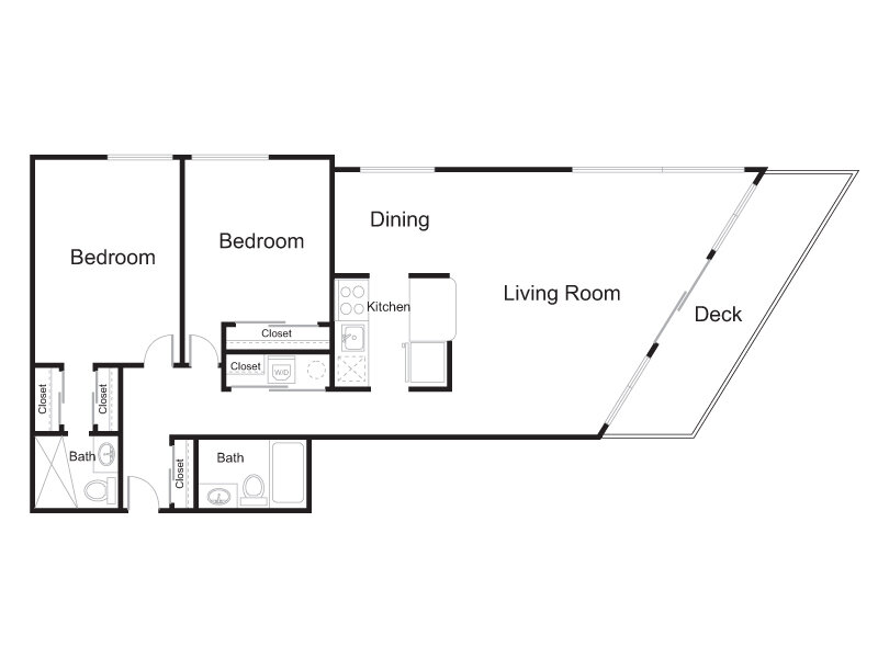 2 Bed 2 Bath 1350