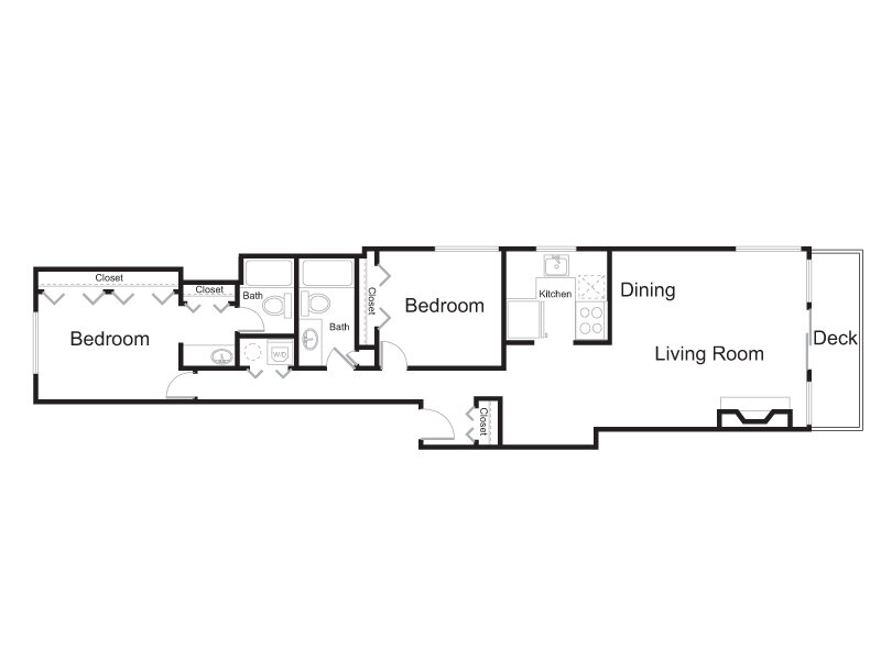 2 Bed 2 Bath 1074