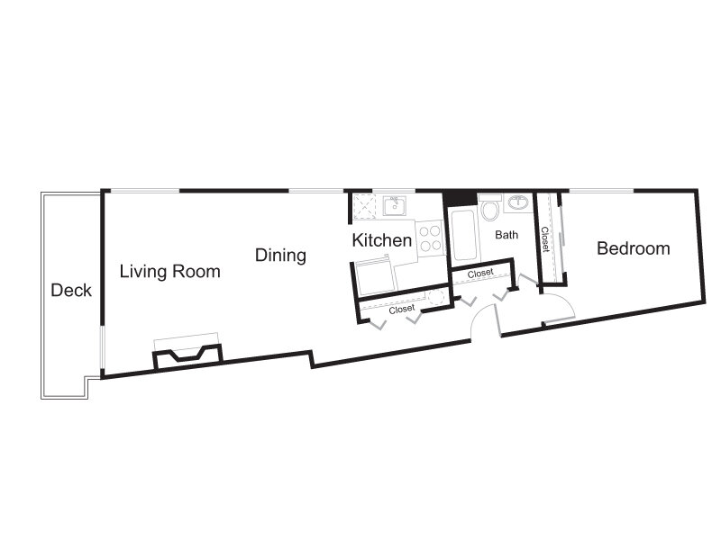 1 Bed 1 Bath 657