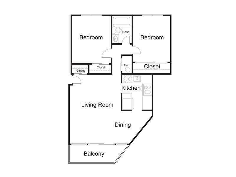 2 Bed 1 Bath 950