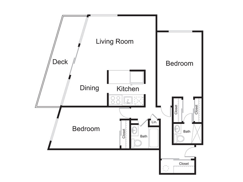 2 Bed 2 Bath 1250