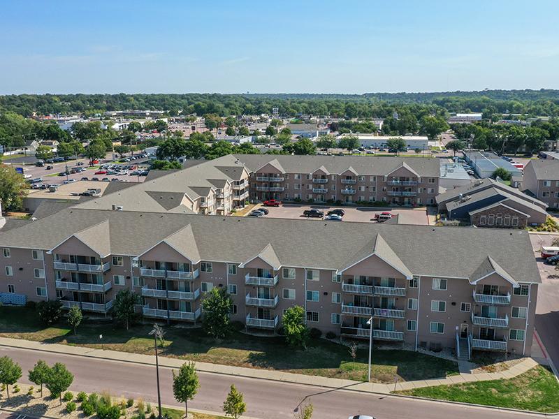 Aerial View Above Road | Dakota Pointe Apartments in Sioux Falls, SD