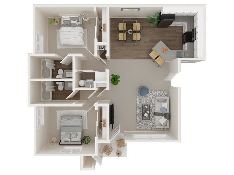 2x2 884 W/D Floorplan at Elevate at 4400