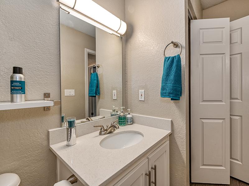 Bathroom Countertop | The Crossing at Wyndham Apartments in Sacramento, CA
