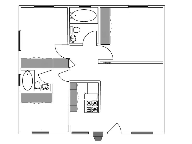 Sur Apartments Apartments Floor Plan 3 Bedroom 2 Bathroom