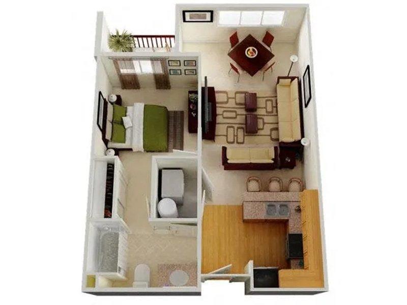 Six1Five Apartments Floor Plan 1x1 A
