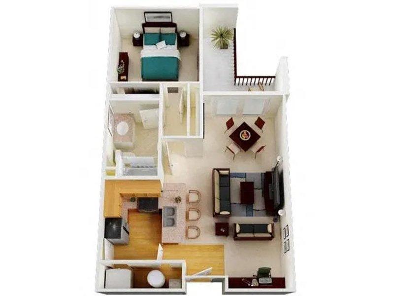 Six1Five Apartments Floor Plan 1x1 C