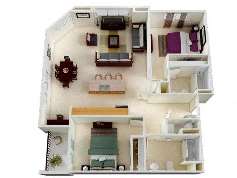 Six1Five Apartments Floor Plan 2x2 C