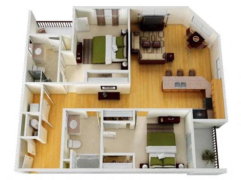 Six1Five Apartments Floor Plan 2x2 E